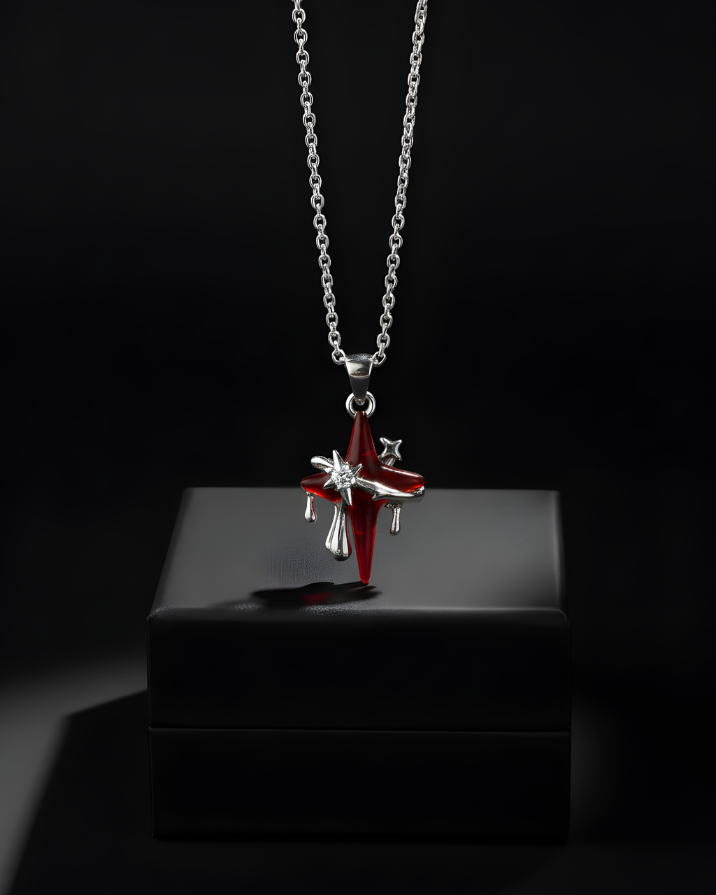 Crimson Nova Pendant with Chain