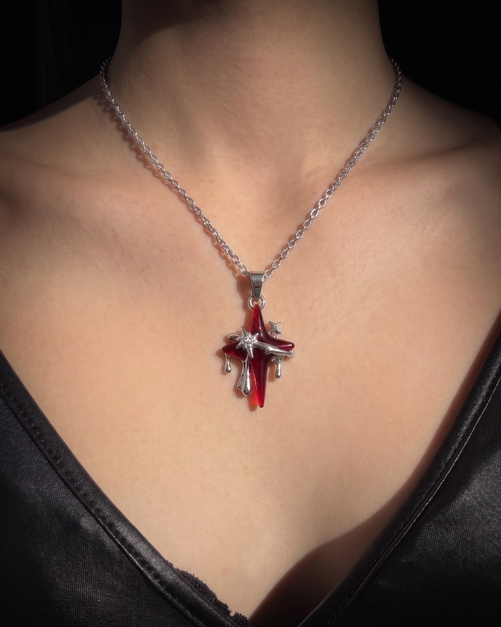 Crimson Nova Pendant with Chain