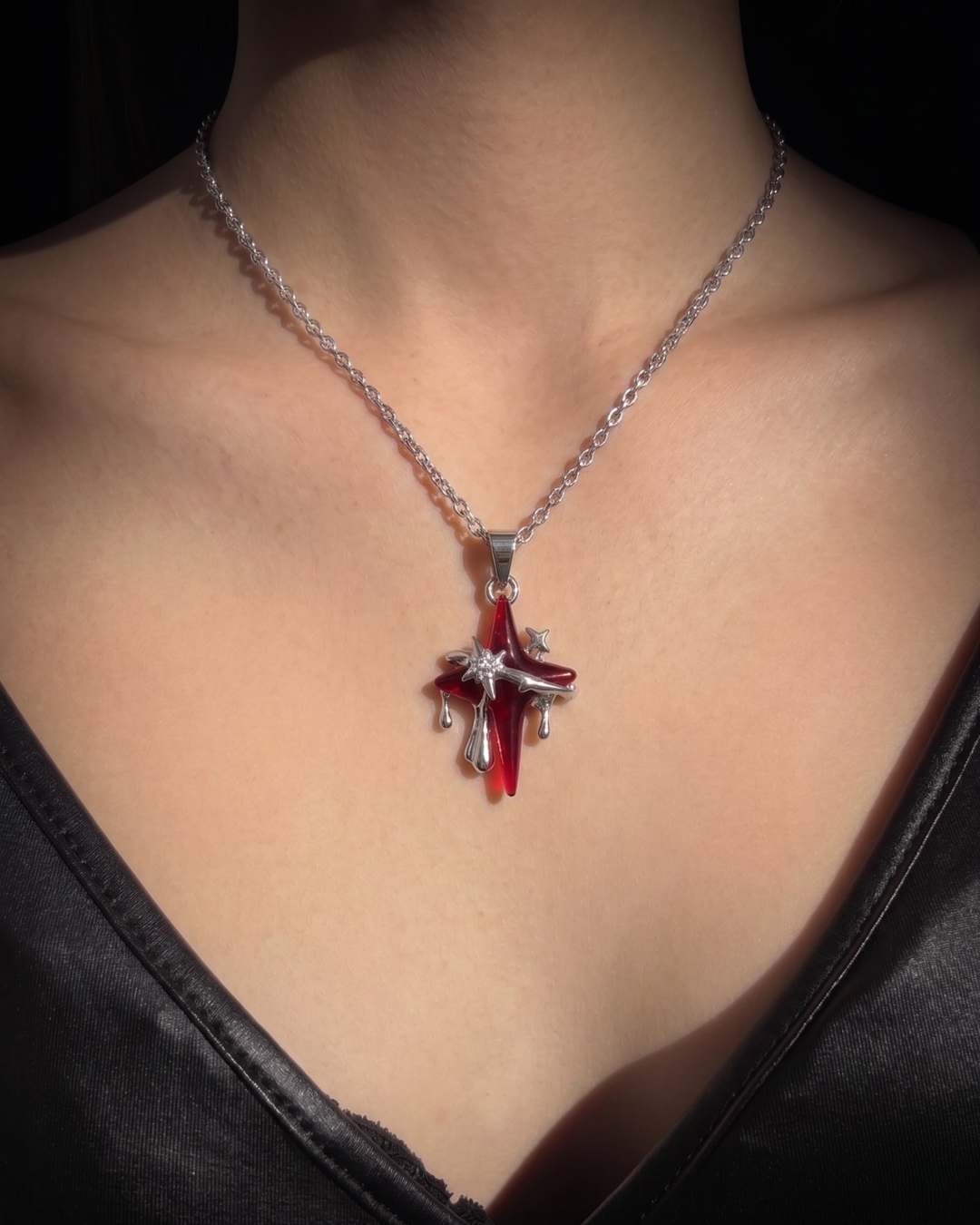 Crimson Nova Pendant with Chain
