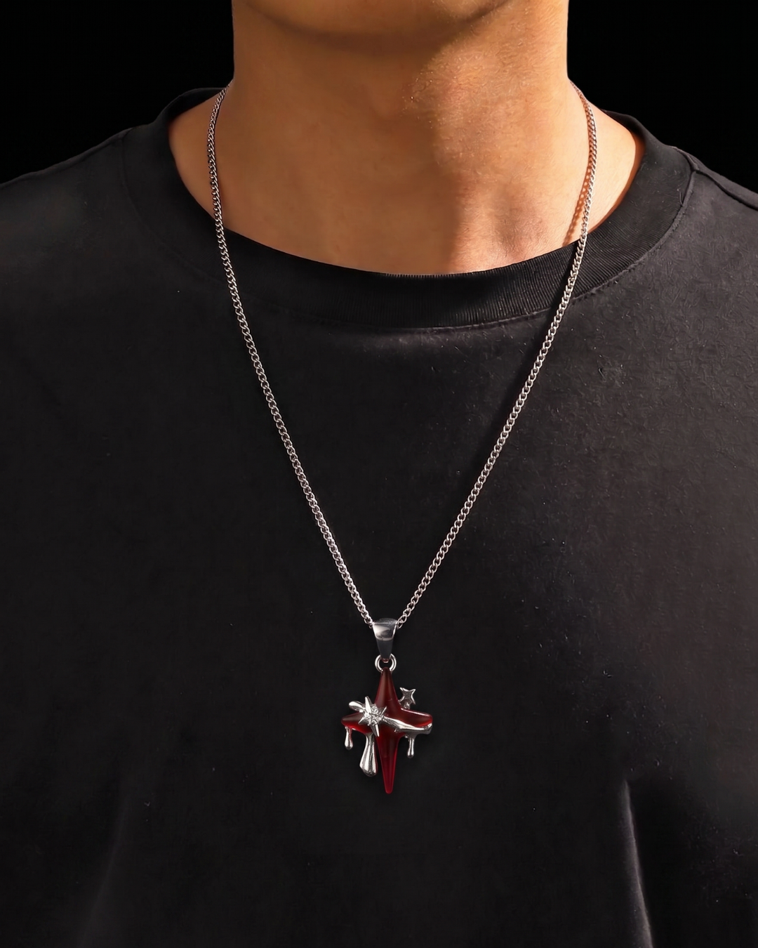 Crimson Nova Pendant with Chain